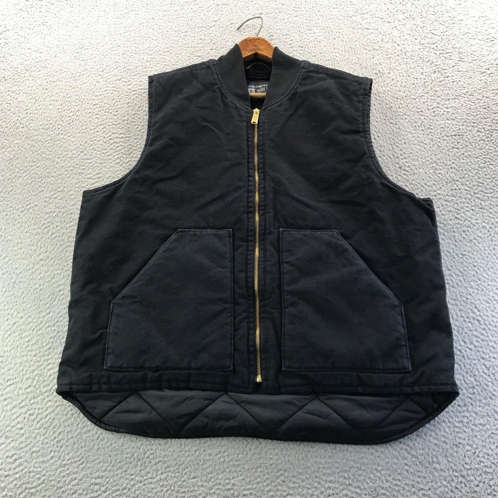 Carhartt Vest Men Extra Large Black Duck Canvas Relaxed Fit Firm Workwear Jacket